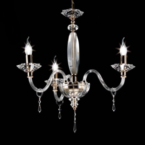 Chandelier in transparent crystal with gold finishes CIC-64