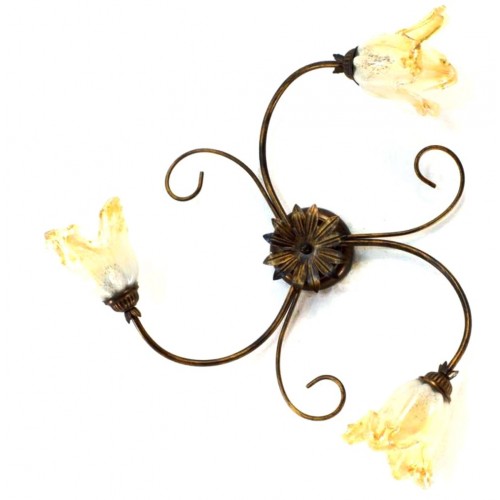 Ceiling lamp in wrought iron with Murano glass giorgia-PL3