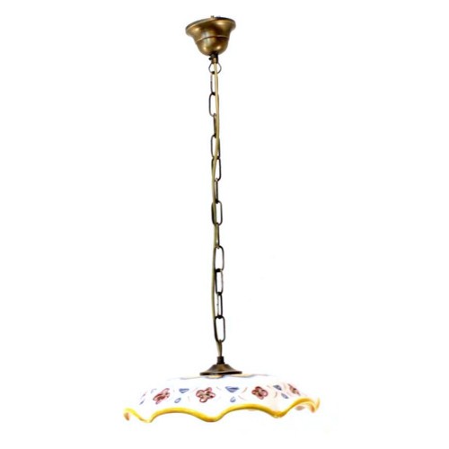 1 light chandelier in wrought iron with Candida ceramic 30 cm