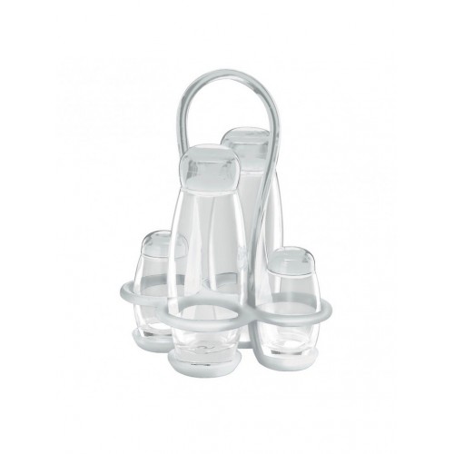 White salt and pepper oil vinegar set guzzini white drops collection